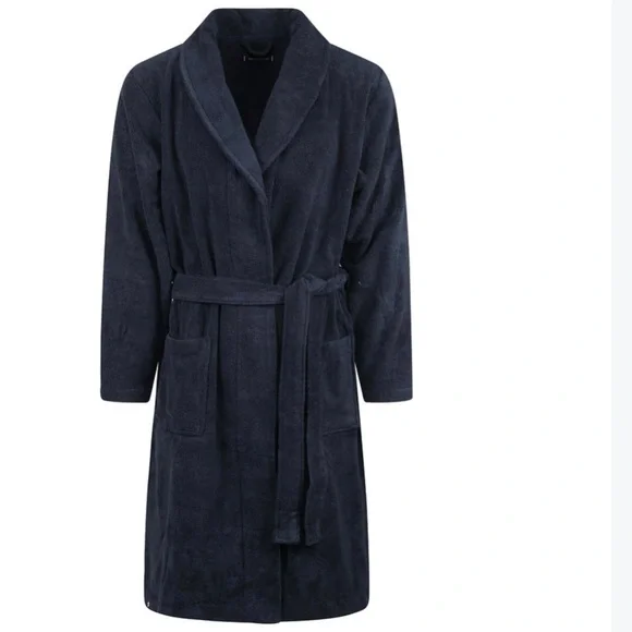 Tommy Hilfiger Unisex Sleepwear Heavy Terry One Size Robe Dark Blue 100% Cotton - Picture 4 of 16
